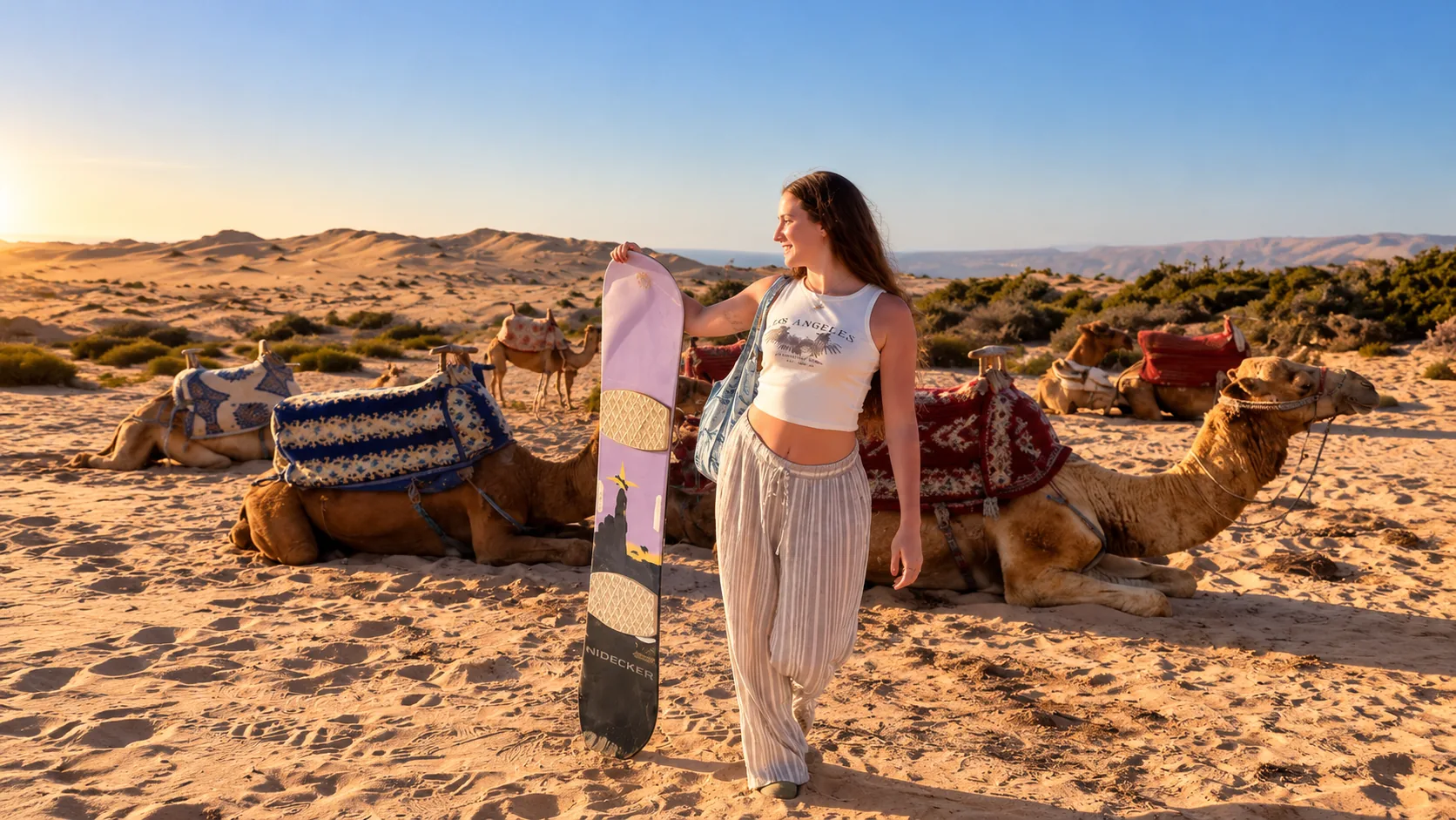 Camel ride on sandy dunes